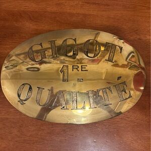 Antique Brass Butcher Shop Sign/ Display: 1st Quality Leg!